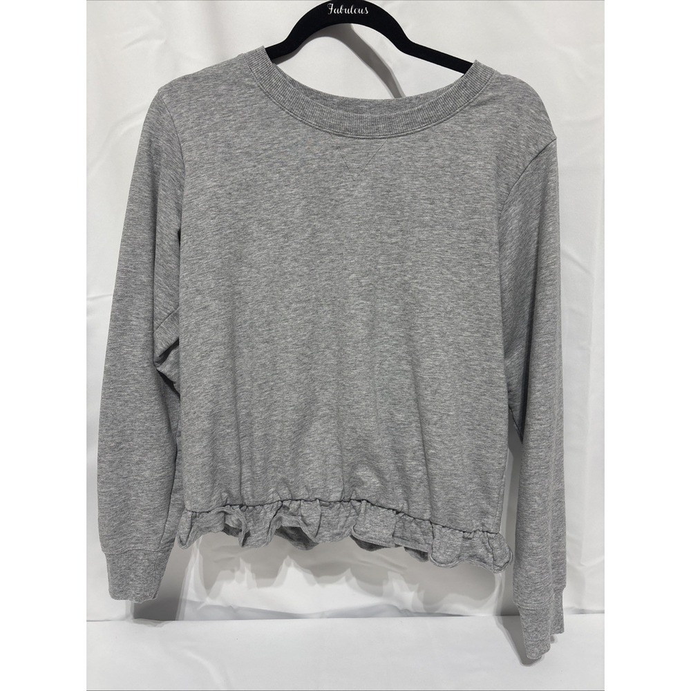 Michael Kors Womens Grey Long Sleeve‎ Knitted Pullover Size Medium Ruffled Waist